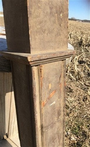 Home & Living > Home Improvement > Moldings & Trim - Newel Post Porch Column, Wood Architectural Salvage Repurpose Railing...