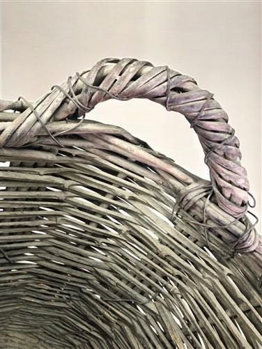 Home & Living > Home Decor > Decorative Storage > Decorative Baskets - Round Wicker Basket, Vintage German Woven Rattan Ba...