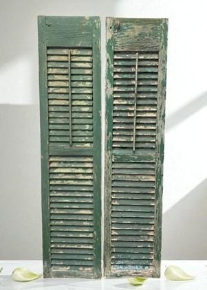 Antique Farmhouse Shutters, Wood Door Window Shutter, Architectural Salvage A69