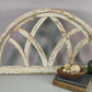 Half Arched Distressed Farmhouse Cathedral Window, Rustic White Faux Frame
